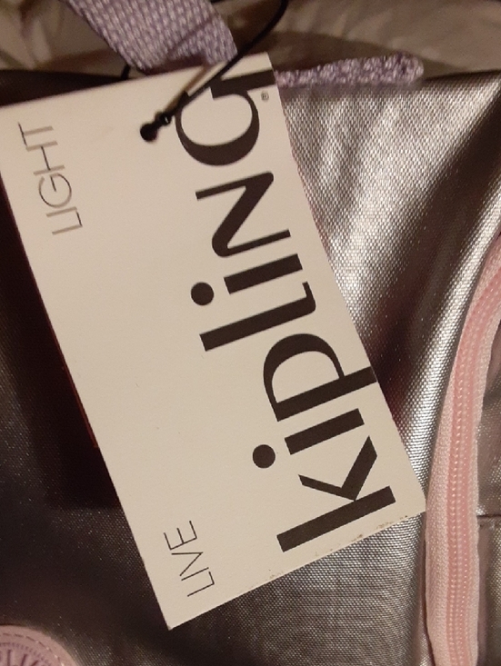 NWT Kipling Kichilu Lunch Bag Silver Metallic with Pale Pink Trim - Picture 3 of 16
